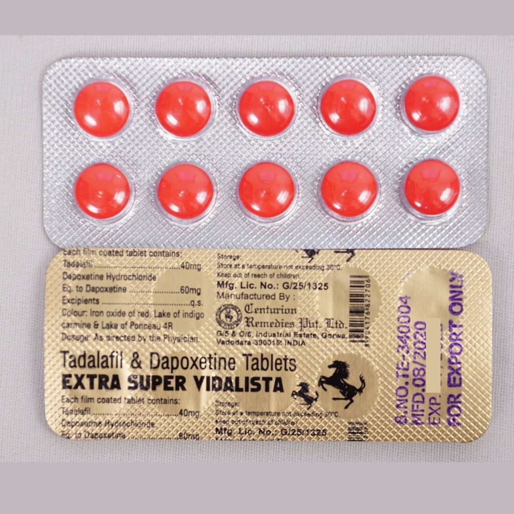 Extra Super Vidalista Tadalafil and Depoxetine 40mg / 60mg